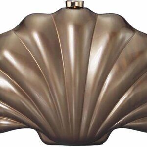 Elegant Brown Shell Clutch Purse for Weddings & Evening Events - 8.1x5.7 Inches